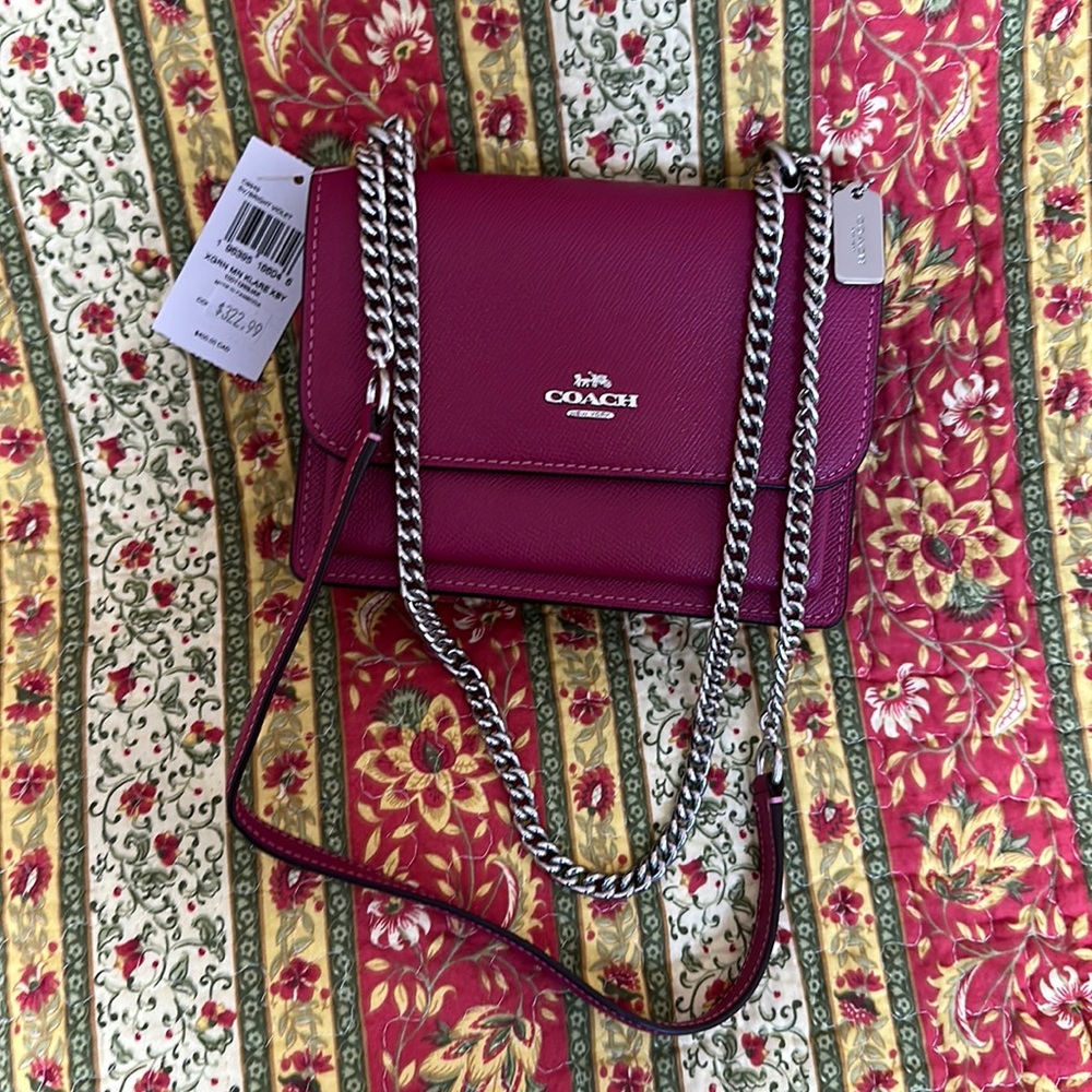 Coach Crossbody Bag in Berry with Silver Hardware